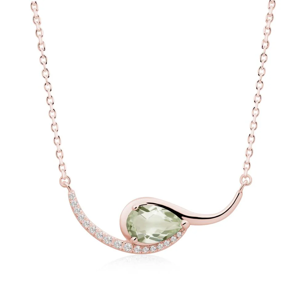 Swirl Pear Shaped Green Amethyst Necklace - Image 2