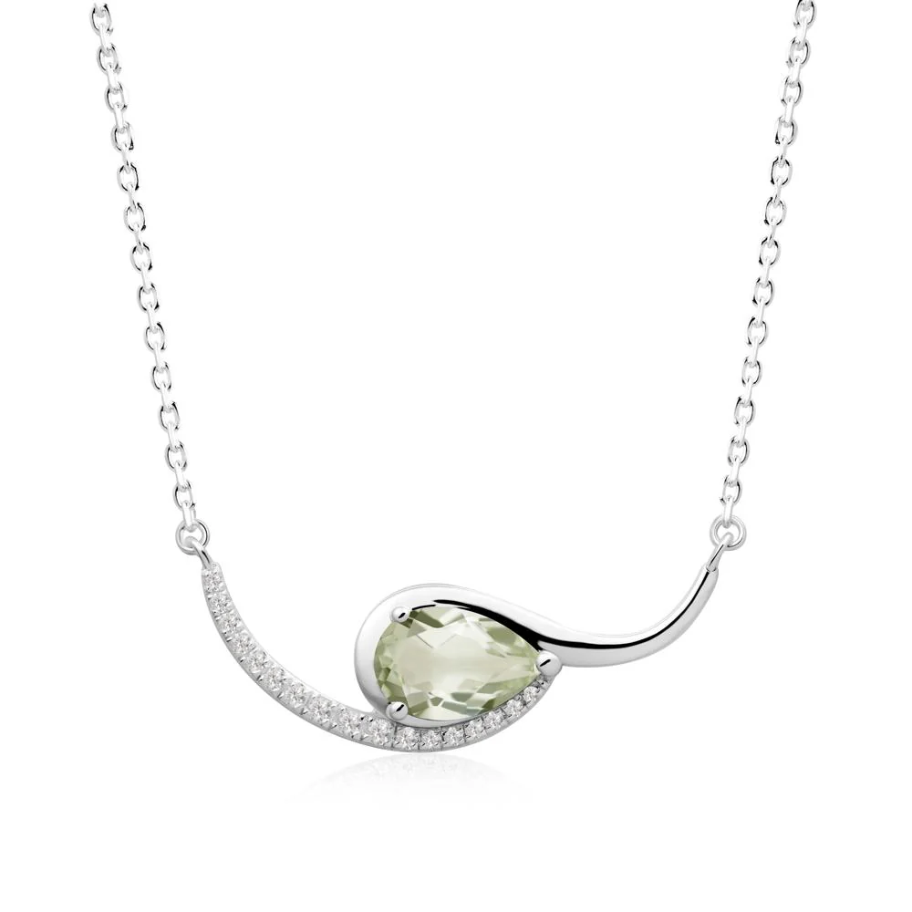 Swirl Pear Shaped Green Amethyst Necklace - Image 3