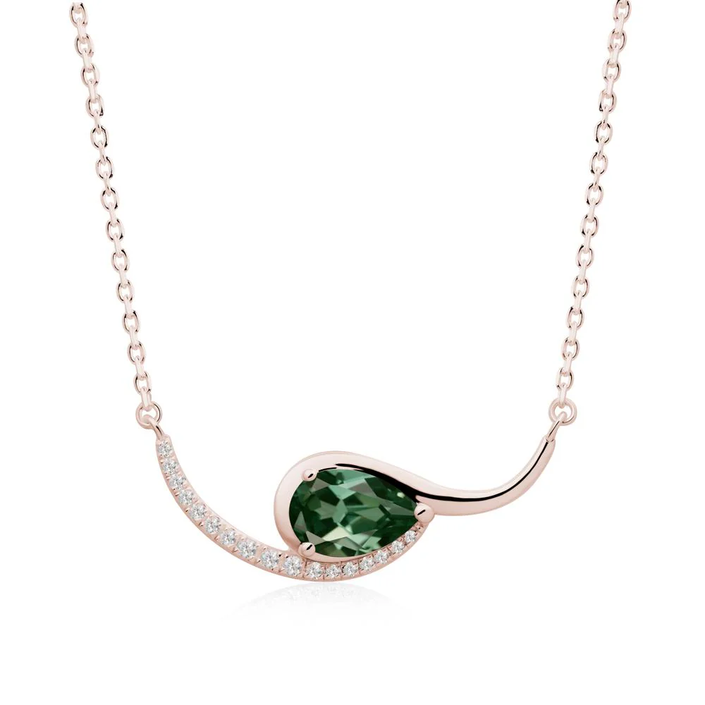 Swirl Pear Shaped Green Sapphire Necklace