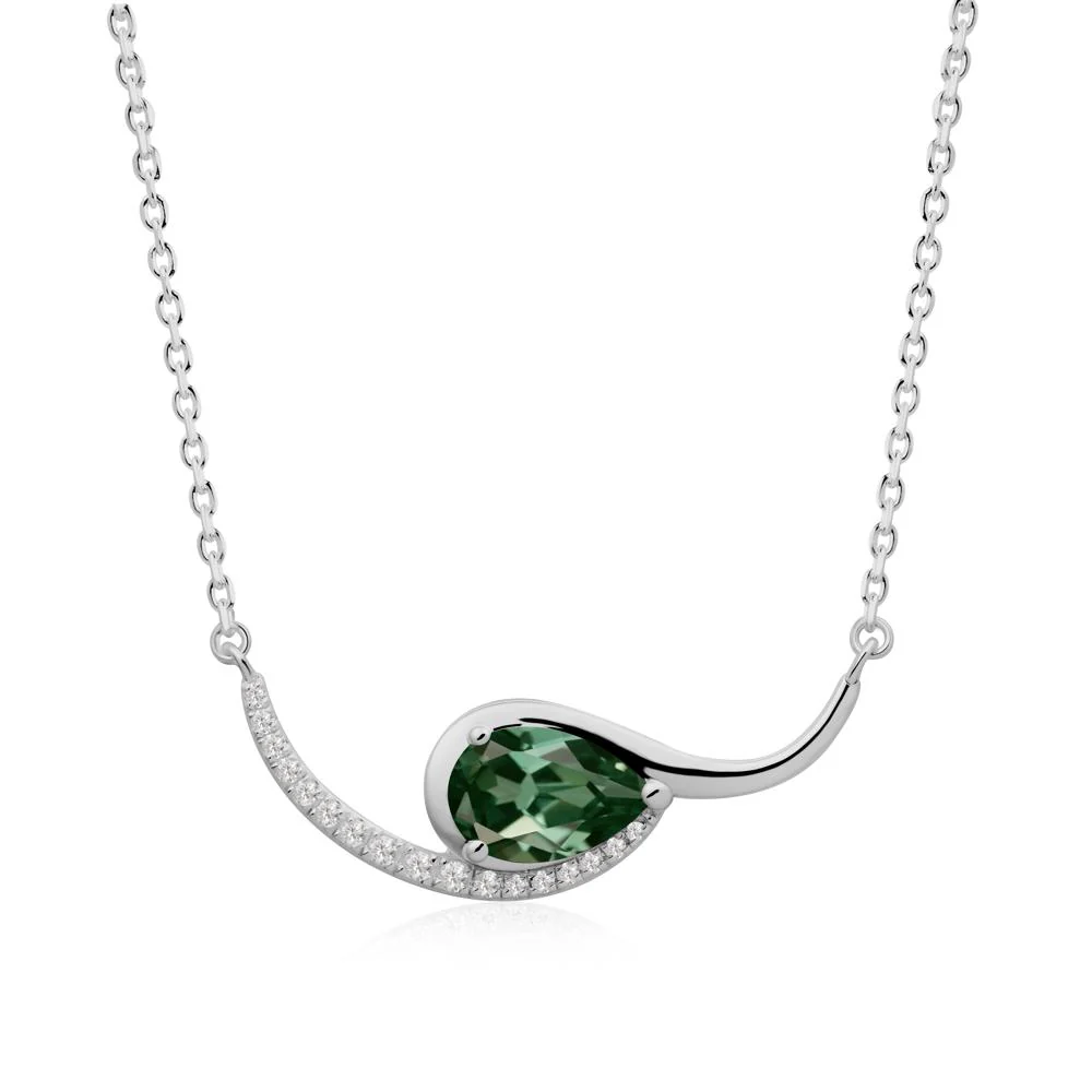 Swirl Pear Shaped Green Sapphire Necklace - Image 8
