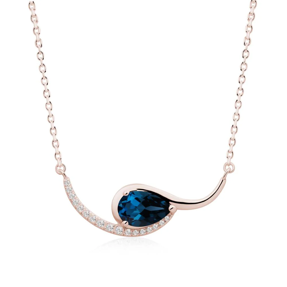 Swirl Pear Shaped London Blue Topaz Necklace - Image 2