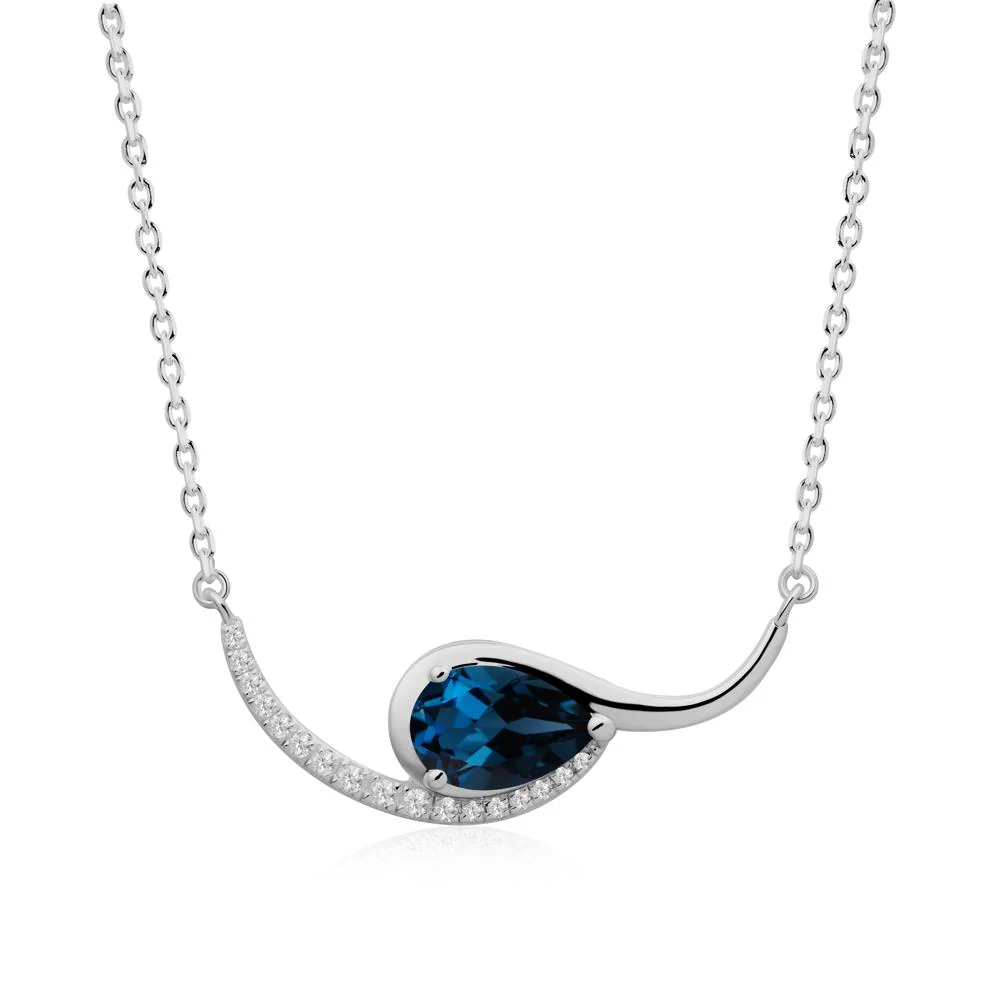 Swirl Pear Shaped London Blue Topaz Necklace - Image 4
