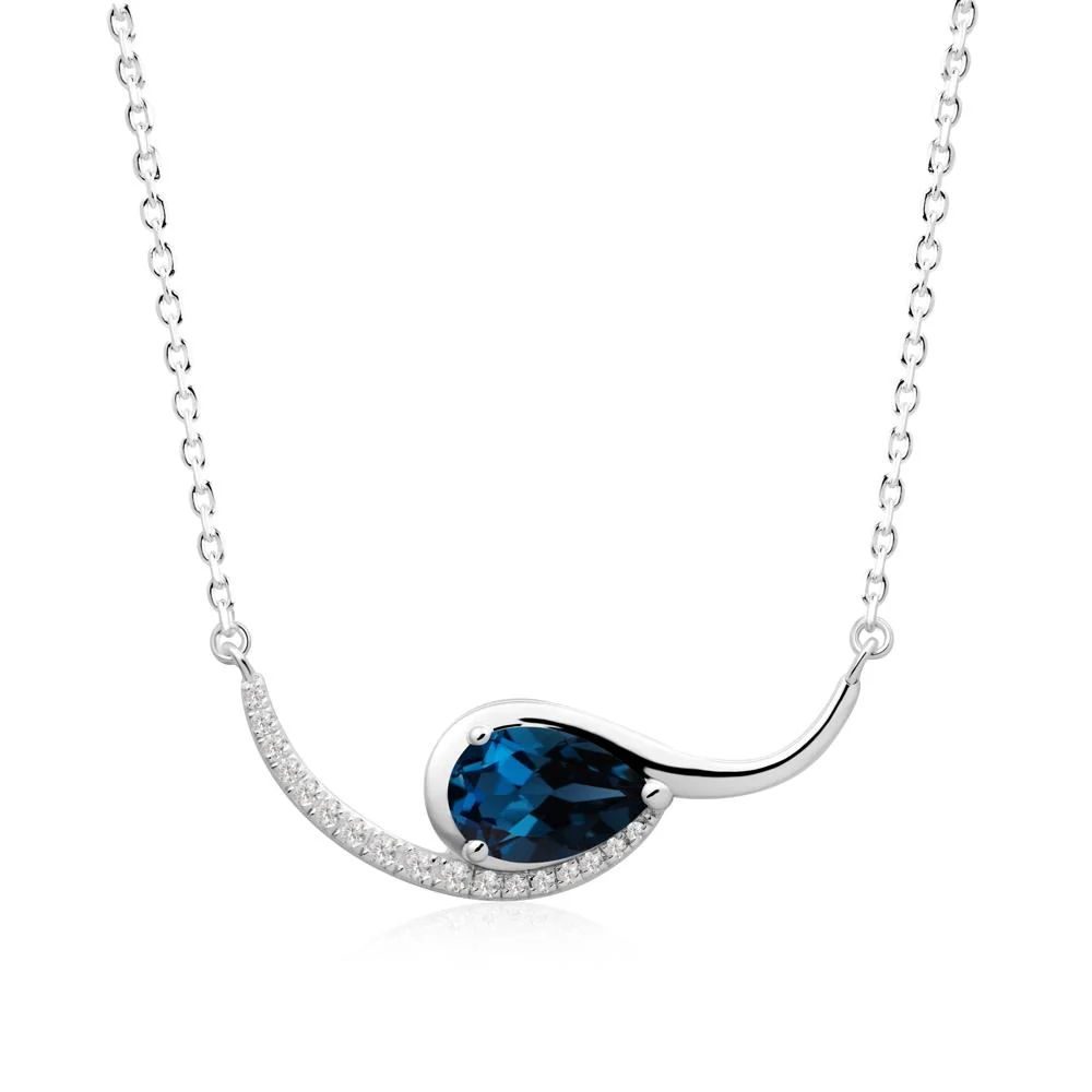 Swirl Pear Shaped London Blue Topaz Necklace - Image 6