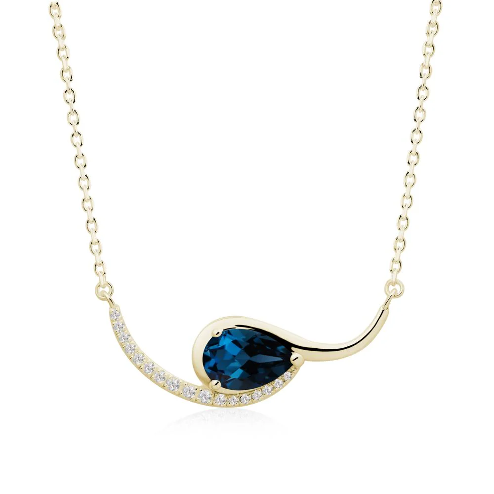 Swirl Pear Shaped London Blue Topaz Necklace - Image 7