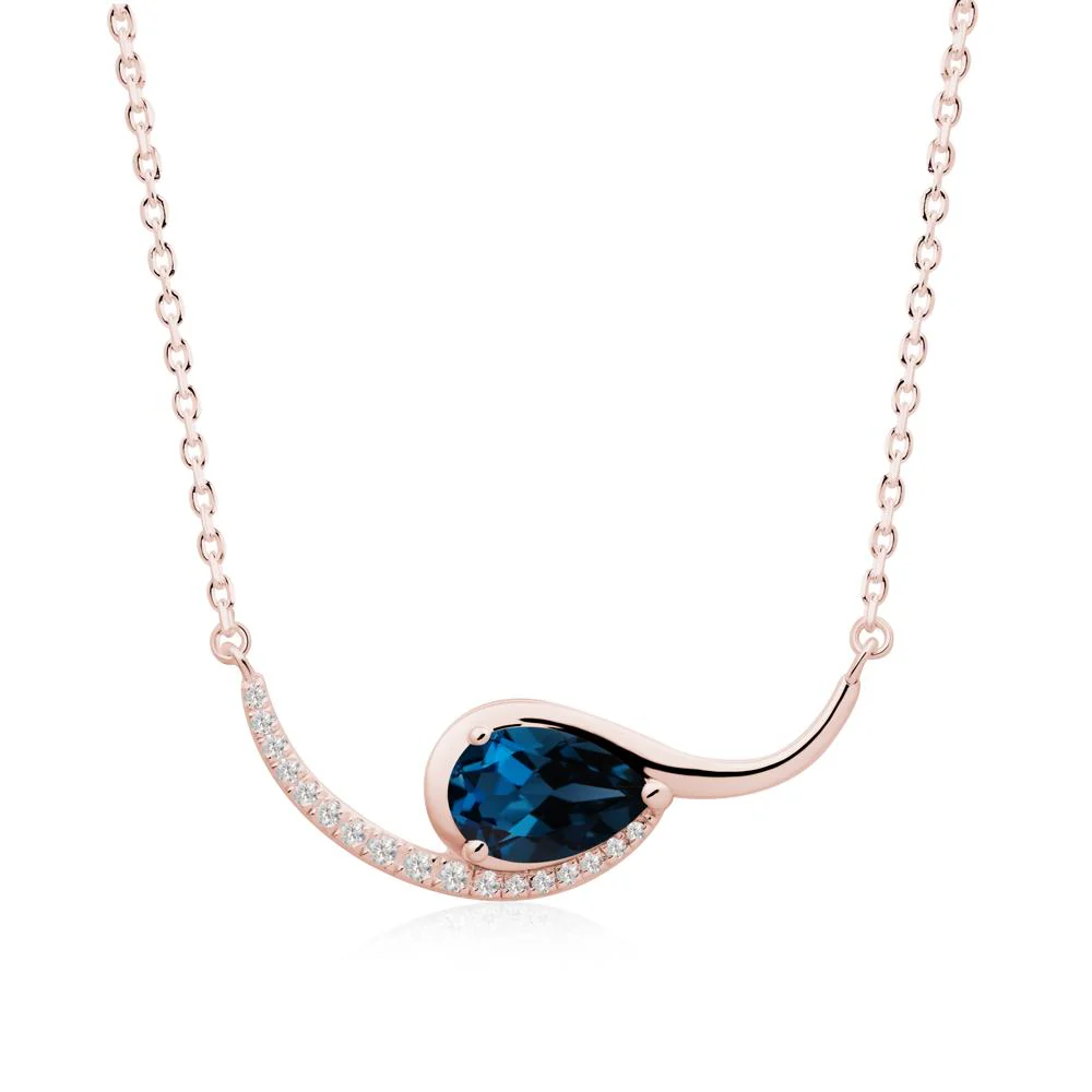 Swirl Pear Shaped London Blue Topaz Necklace - Image 9