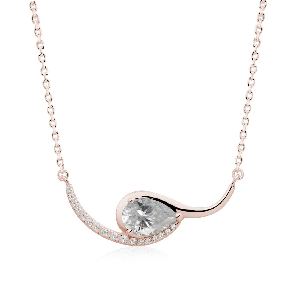 Swirl Pear Shaped Moissanite Necklace - Image 2