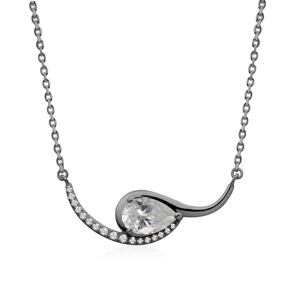 Swirl Pear Shaped Moissanite Necklace - Image 6