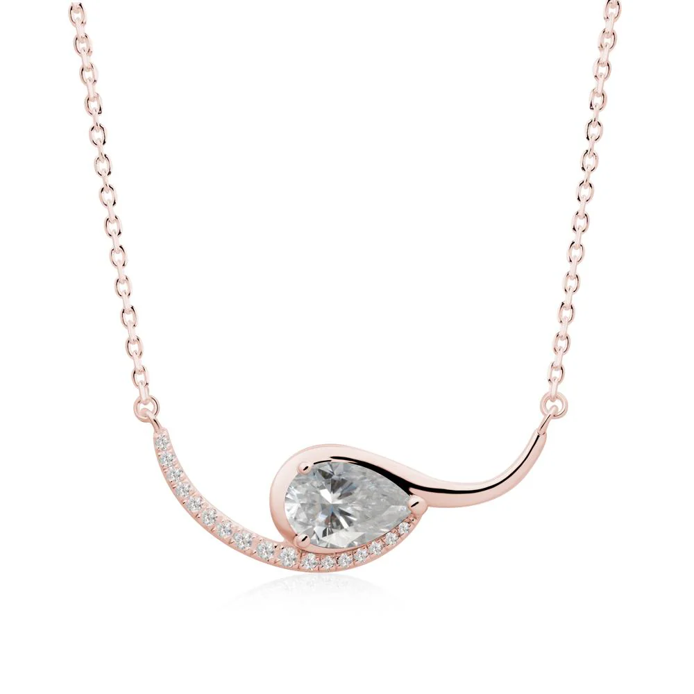 Swirl Pear Shaped Moissanite Necklace - Image 7
