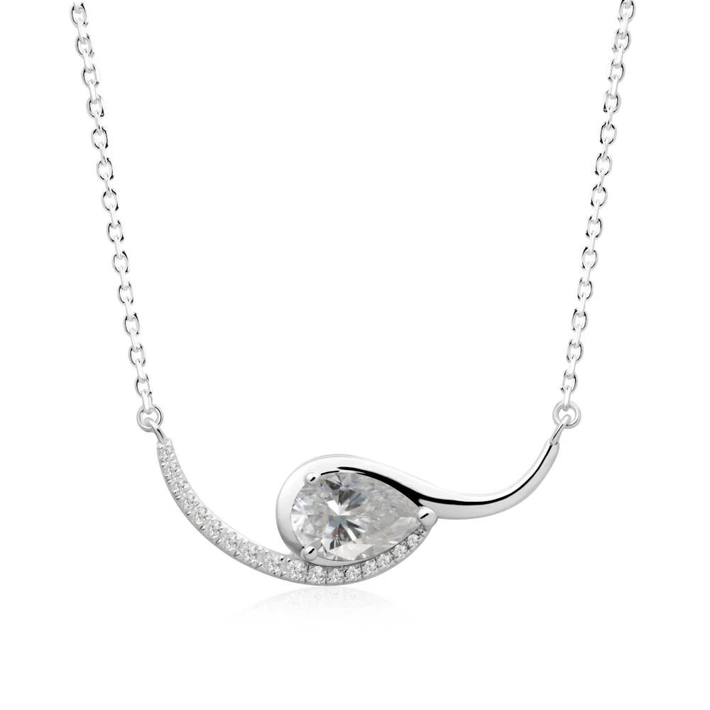 Swirl Pear Shaped Moissanite Necklace - Image 8