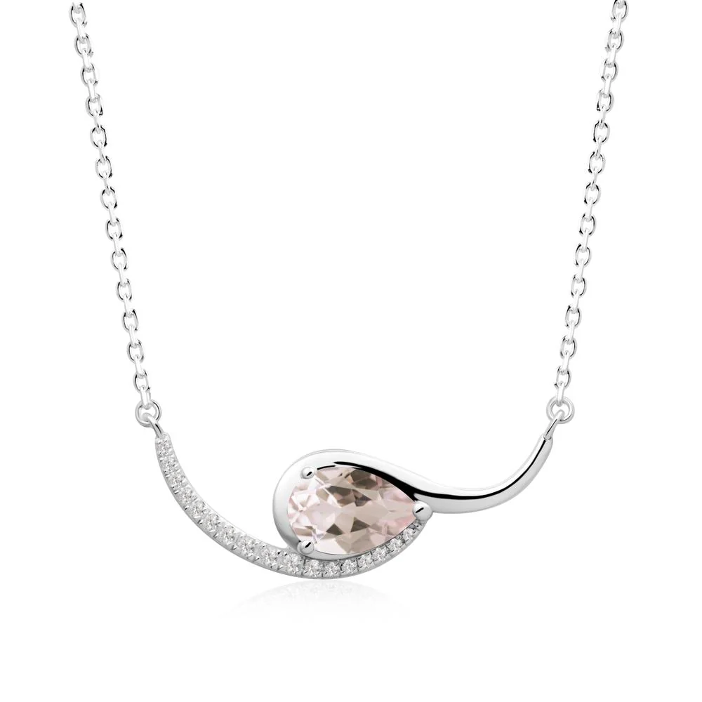 Swirl Pear Shaped Morganite Necklace - Image 4