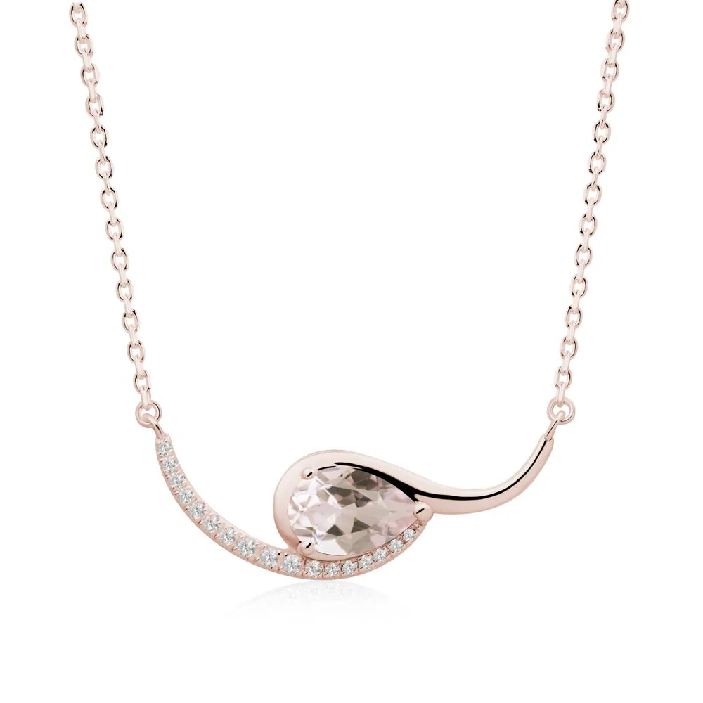 Swirl Pear Shaped Morganite Necklace - Image 5