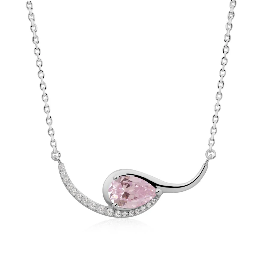 Swirl Pear Shaped Pink Cubic Zirconia Necklace