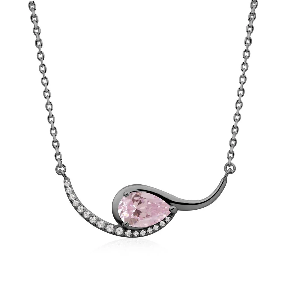 Swirl Pear Shaped Pink Cubic Zirconia Necklace - Image 6