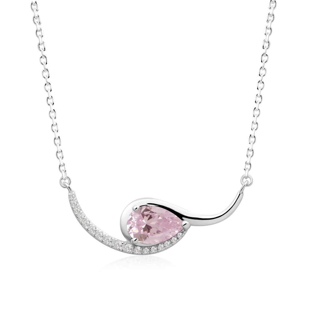 Swirl Pear Shaped Pink Cubic Zirconia Necklace - Image 8