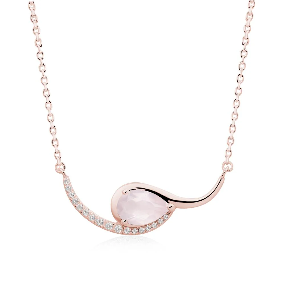 Swirl Pear Shaped Rose Quartz Necklace - Image 3