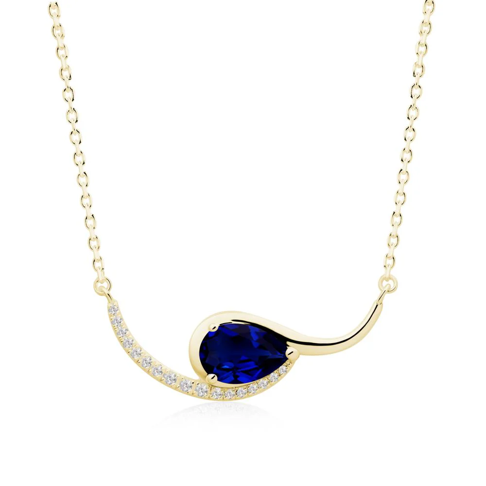 Swirl Pear Shaped Sapphire Necklace - Image 2
