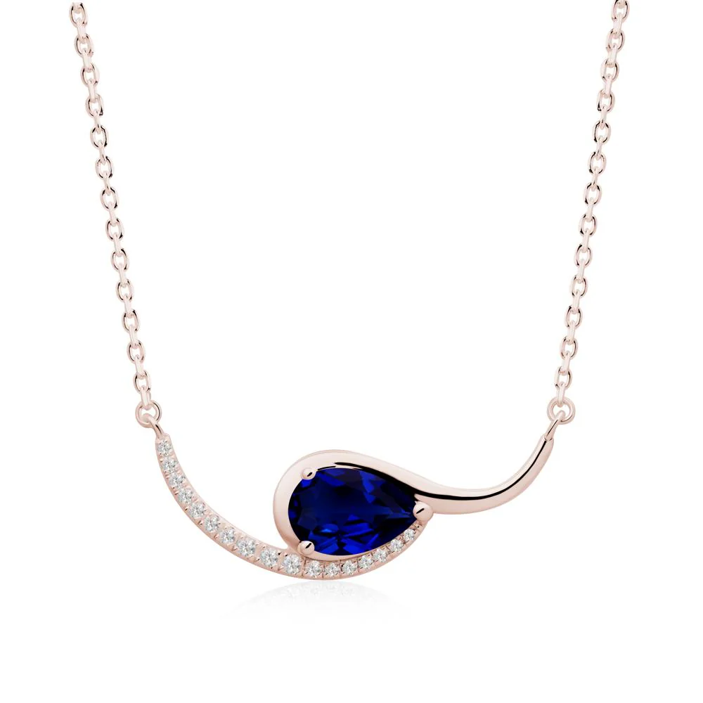 Swirl Pear Shaped Sapphire Necklace - Image 4