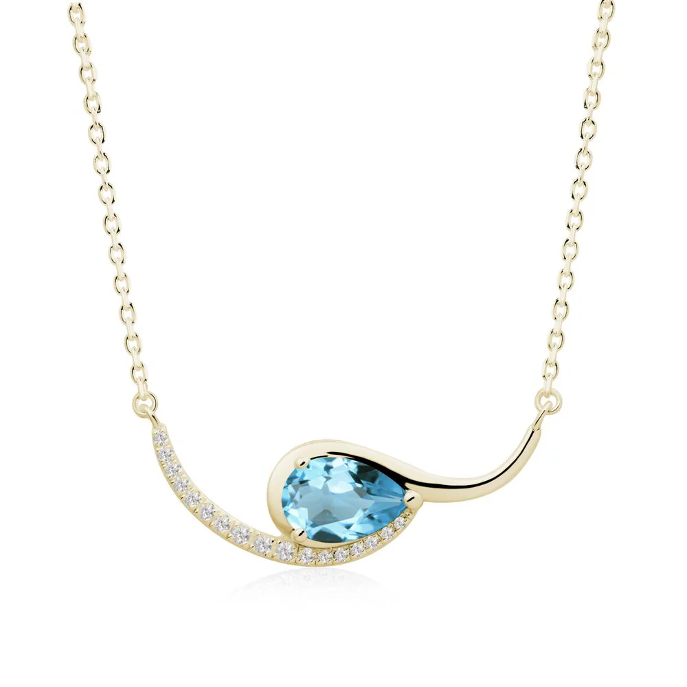 Swirl Pear Shaped Swiss Blue Topaz Necklace
