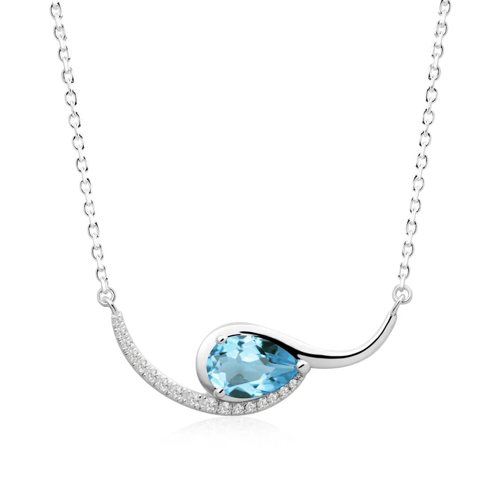 Swirl Pear Shaped Swiss Blue Topaz Necklace - Image 2