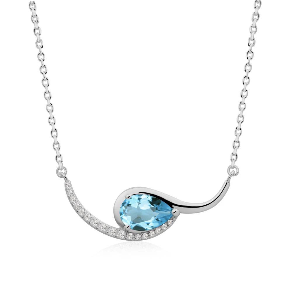 Swirl Pear Shaped Swiss Blue Topaz Necklace - Image 5