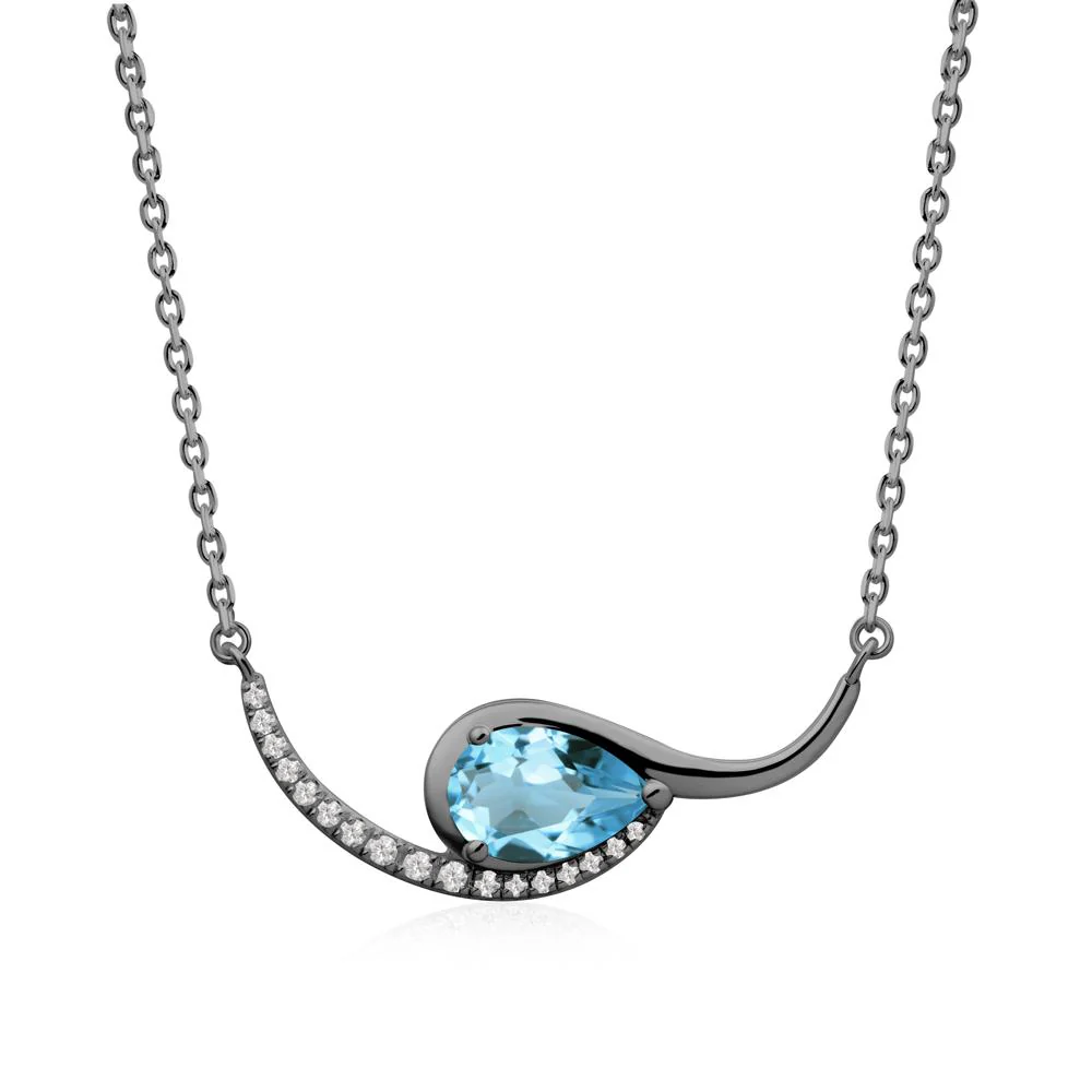 Swirl Pear Shaped Swiss Blue Topaz Necklace - Image 6