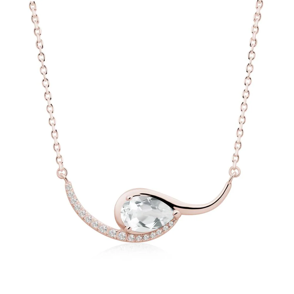 Swirl Pear Shaped White Topaz Necklace