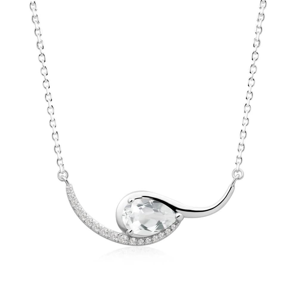 Swirl Pear Shaped White Topaz Necklace - Image 3