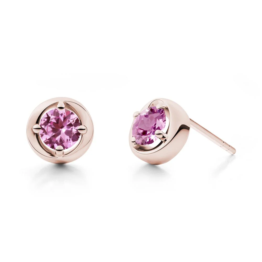 Swirl Pink Sapphire Stud Earrings - Image 8