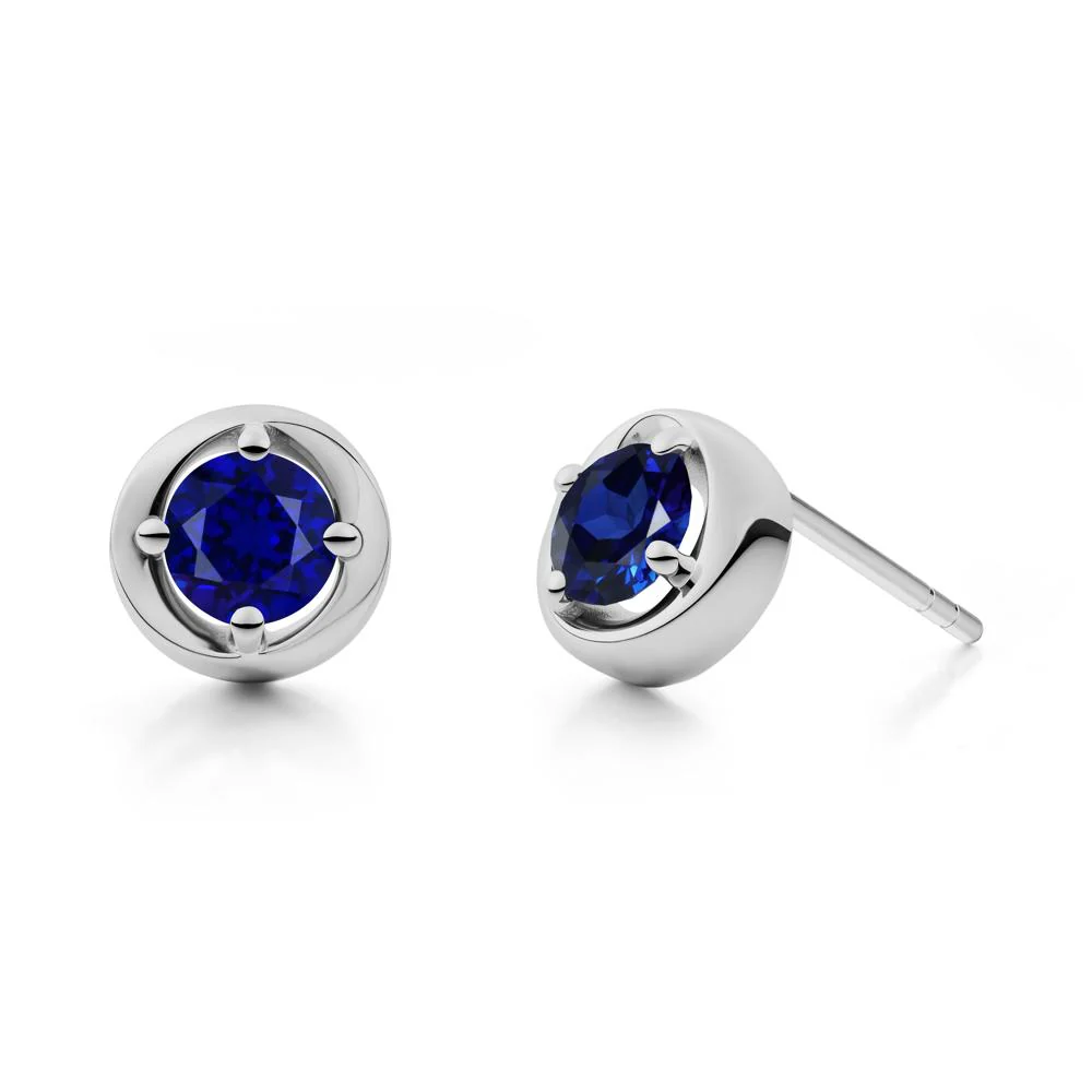 Swirl Sapphire Stud Earrings - Image 3