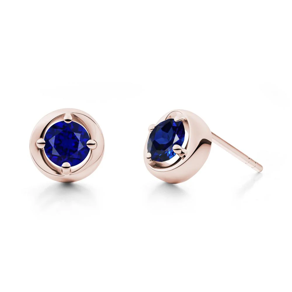 Swirl Sapphire Stud Earrings - Image 5