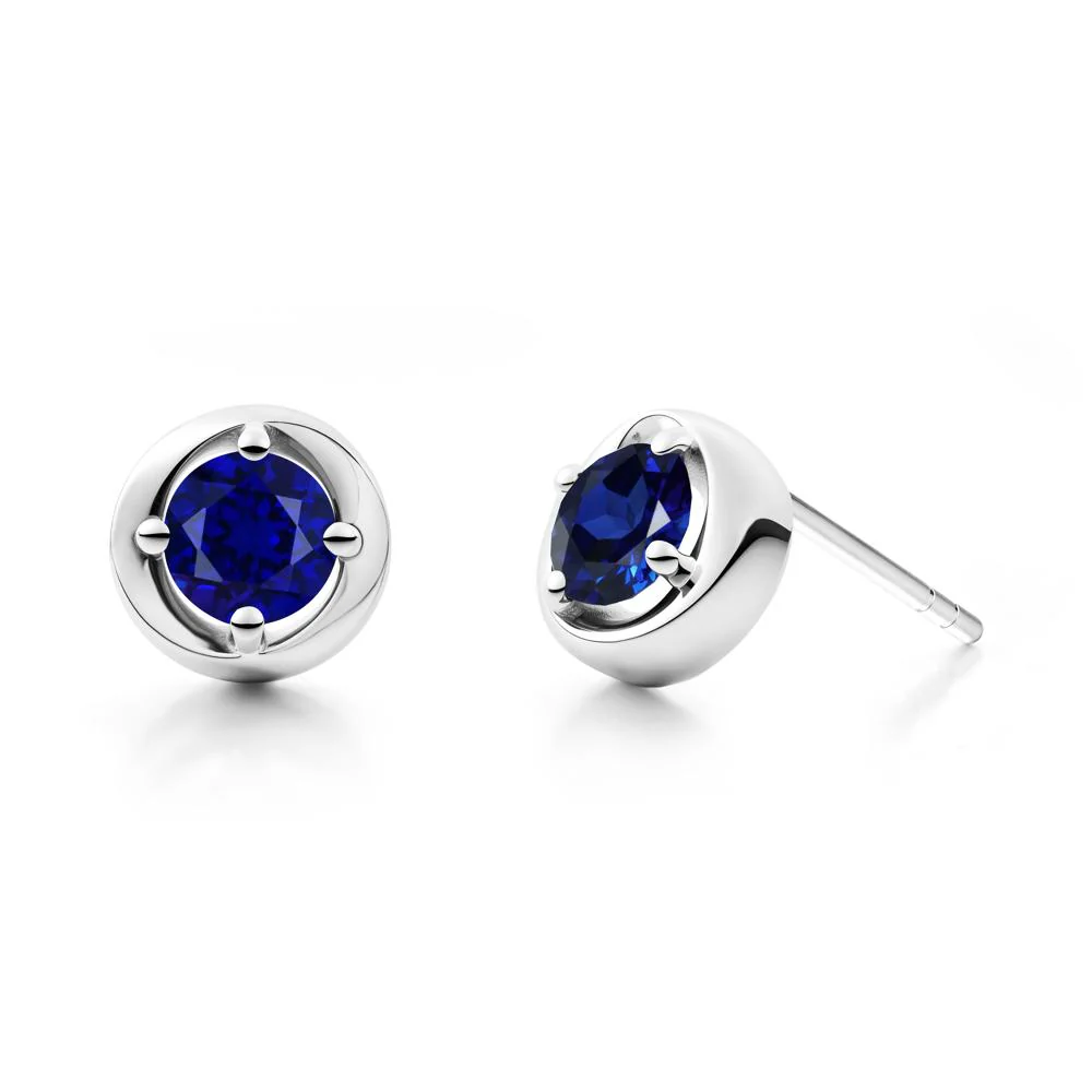 Swirl Sapphire Stud Earrings - Image 6