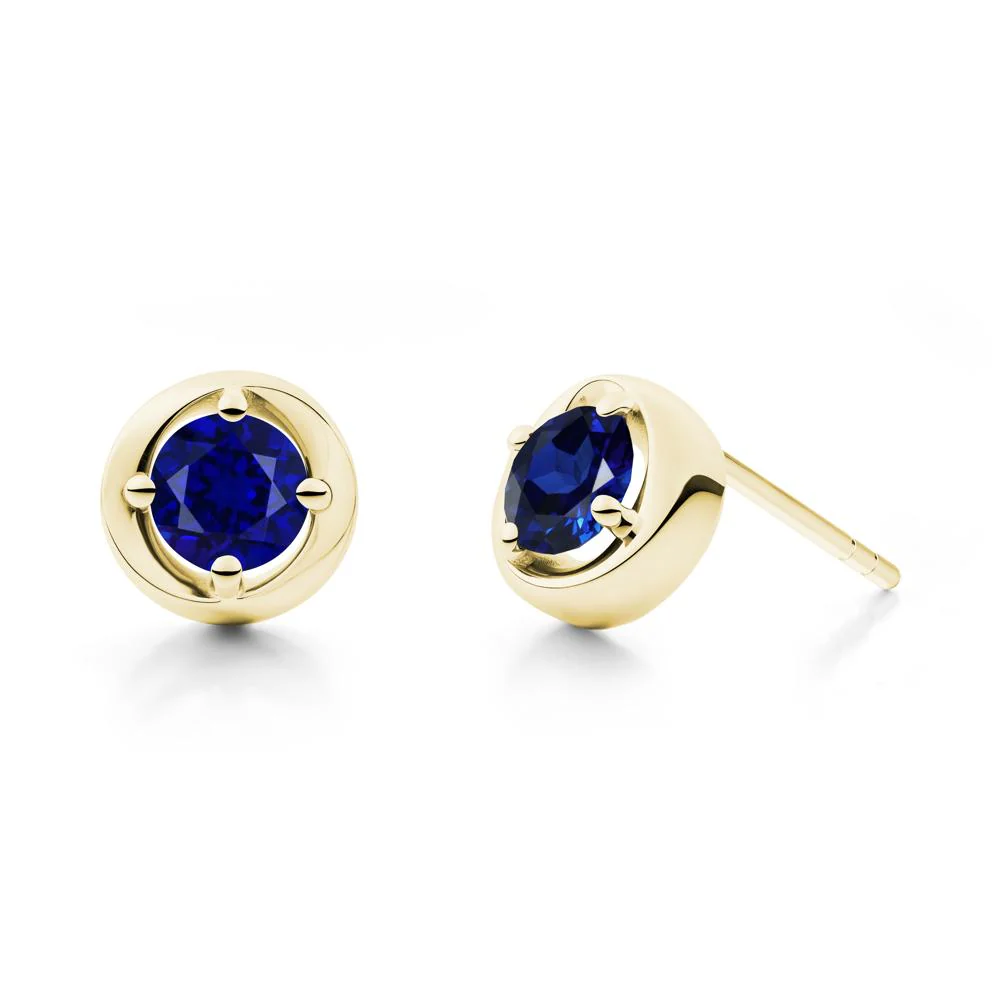 Swirl Sapphire Stud Earrings - Image 7