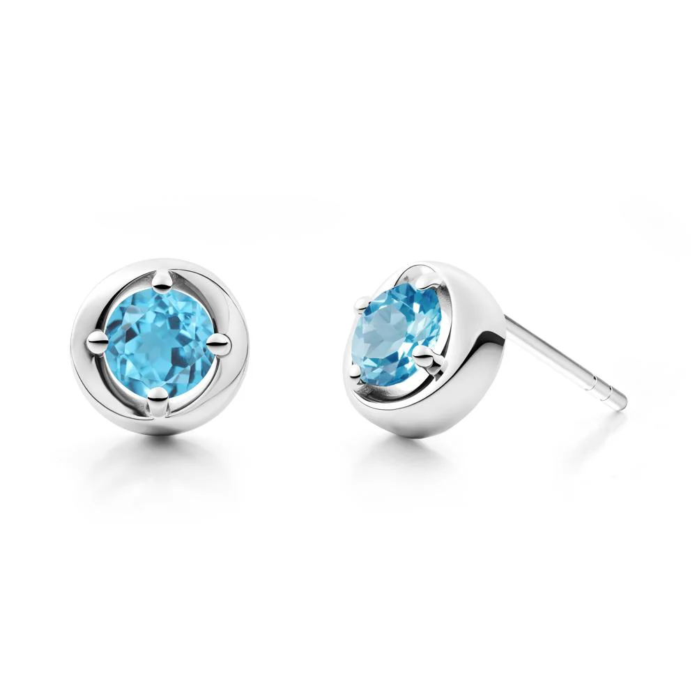 Swirl Swiss Blue Topaz Stud Earrings - Image 2