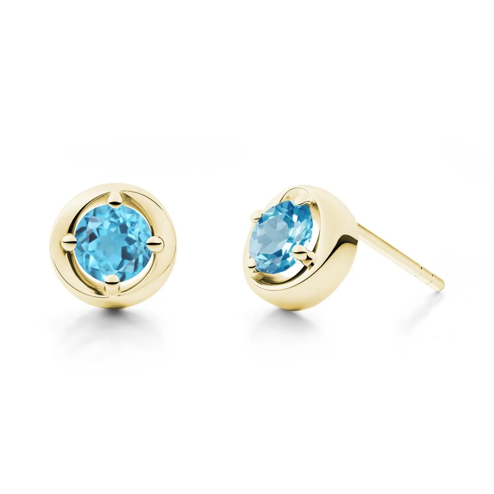 Swirl Swiss Blue Topaz Stud Earrings - Image 4