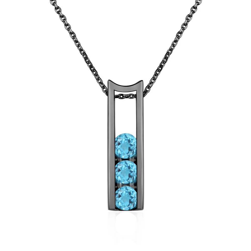Swiss Blue Topaz 3 Stones Mothers Necklace - Image 3