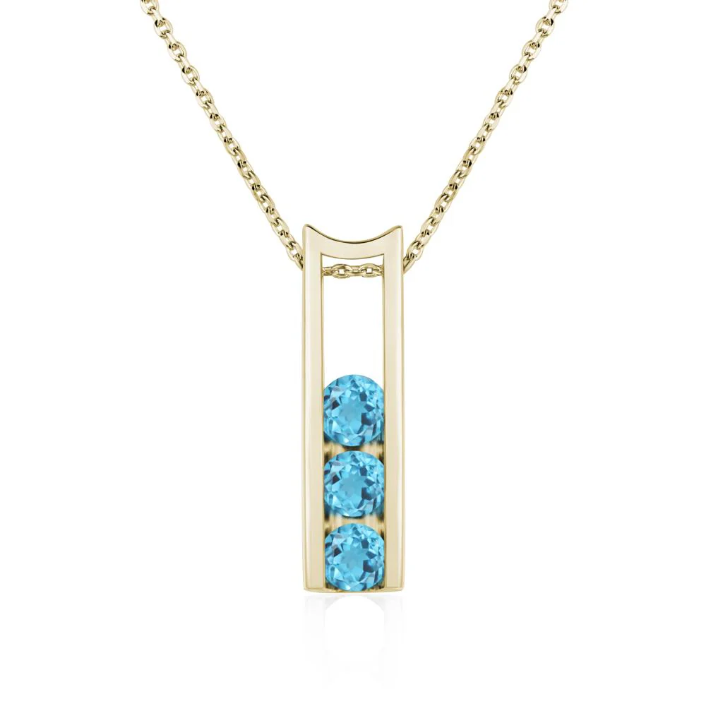Swiss Blue Topaz 3 Stones Mothers Necklace - Image 5