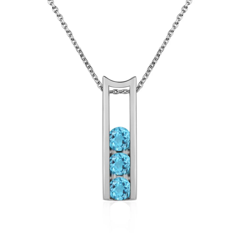 Swiss Blue Topaz 3 Stones Mothers Necklace - Image 6