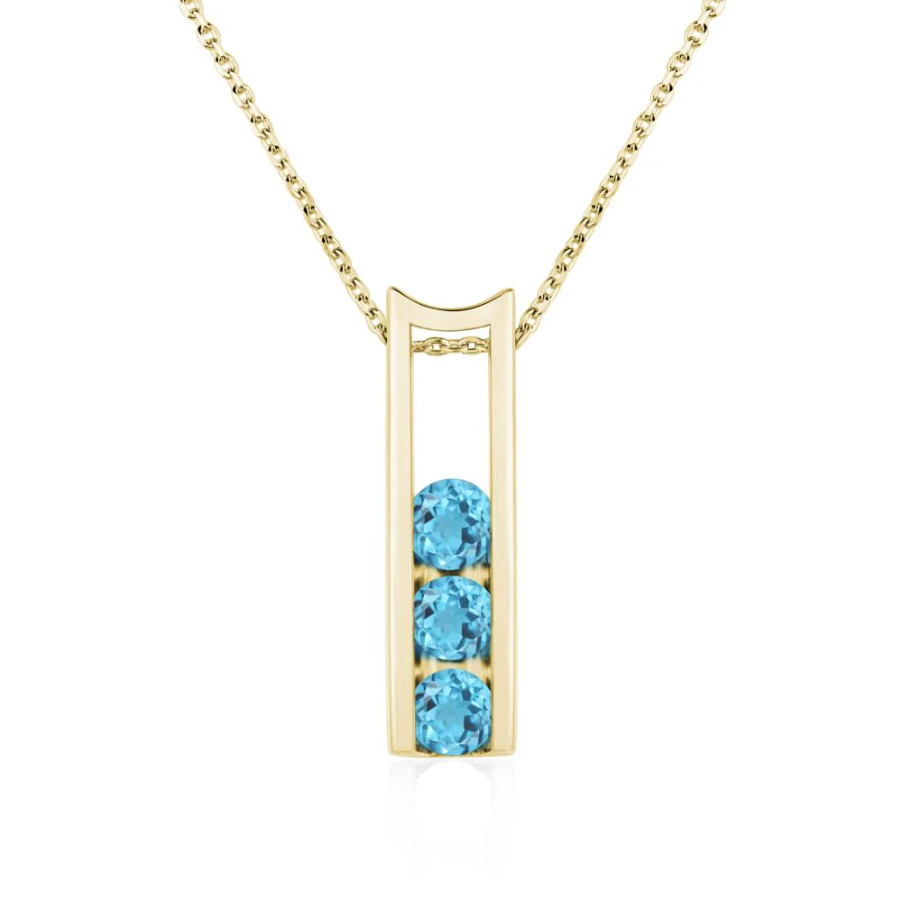 Swiss Blue Topaz 3 Stones Mothers Necklace - Image 8