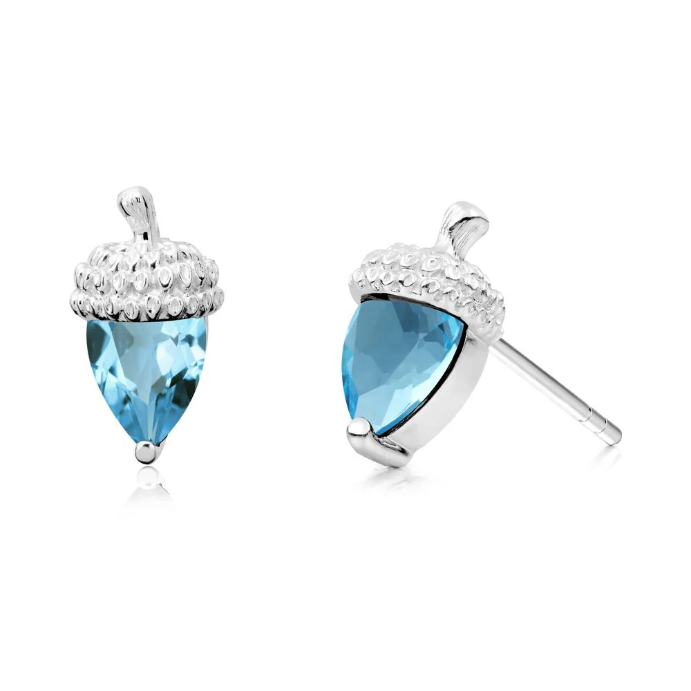 Swiss Blue Topaz Acorn Earrings