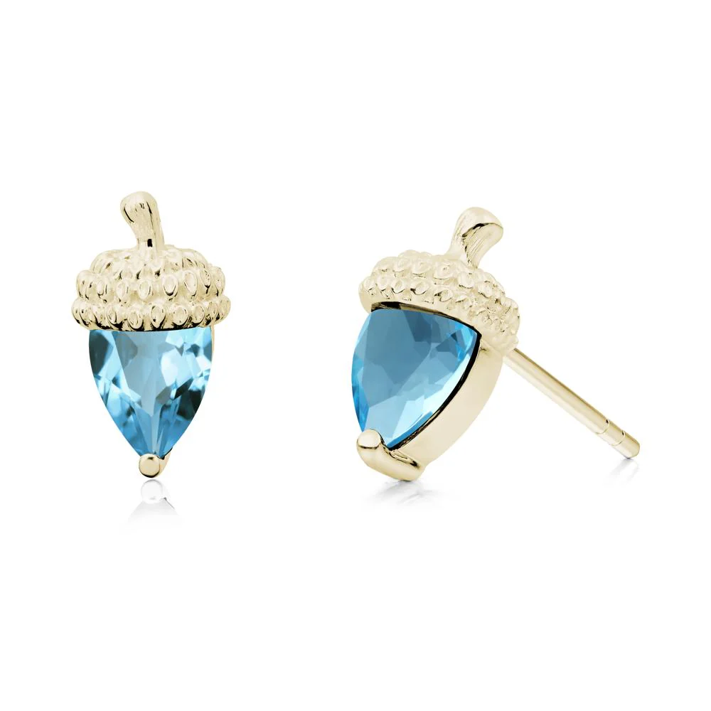 Swiss Blue Topaz Acorn Earrings - Image 3
