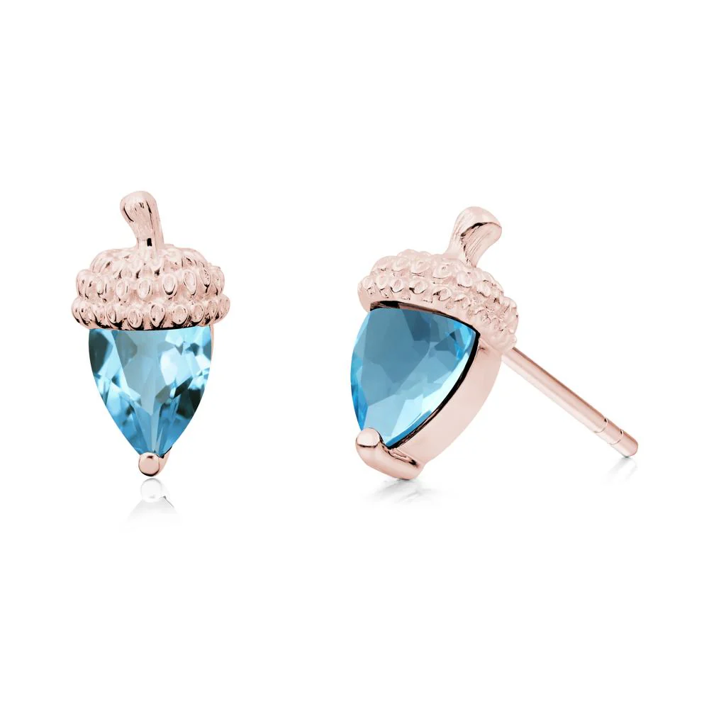 Swiss Blue Topaz Acorn Earrings - Image 5