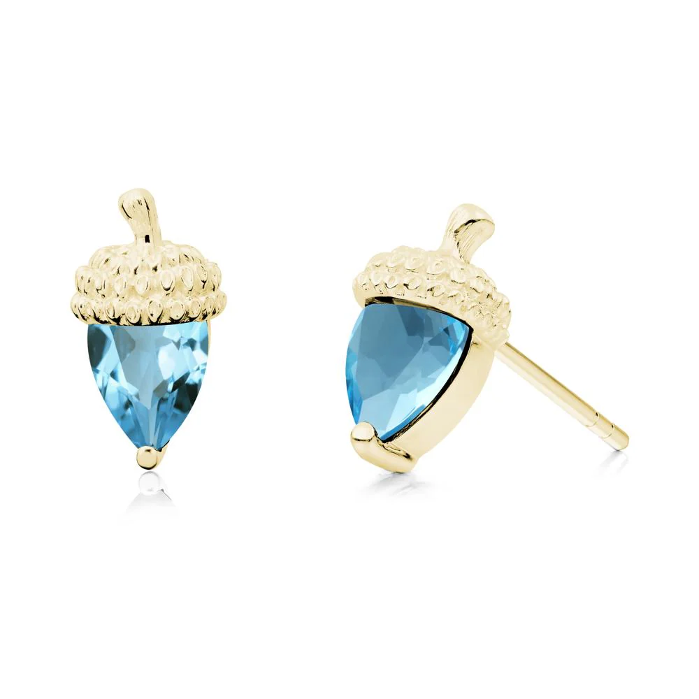 Swiss Blue Topaz Acorn Earrings - Image 6