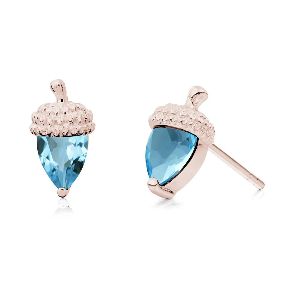 Swiss Blue Topaz Acorn Earrings - Image 8