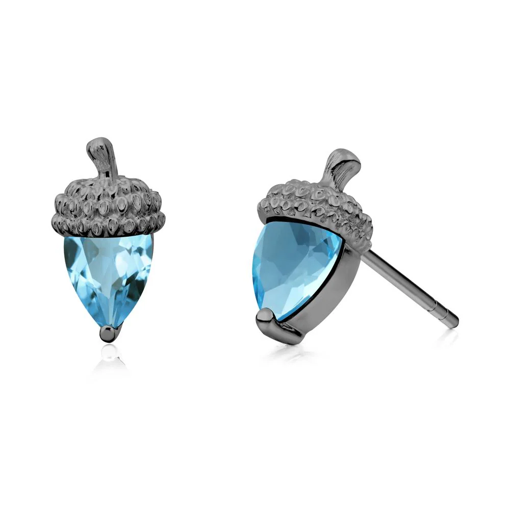 Swiss Blue Topaz Acorn Earrings - Image 9