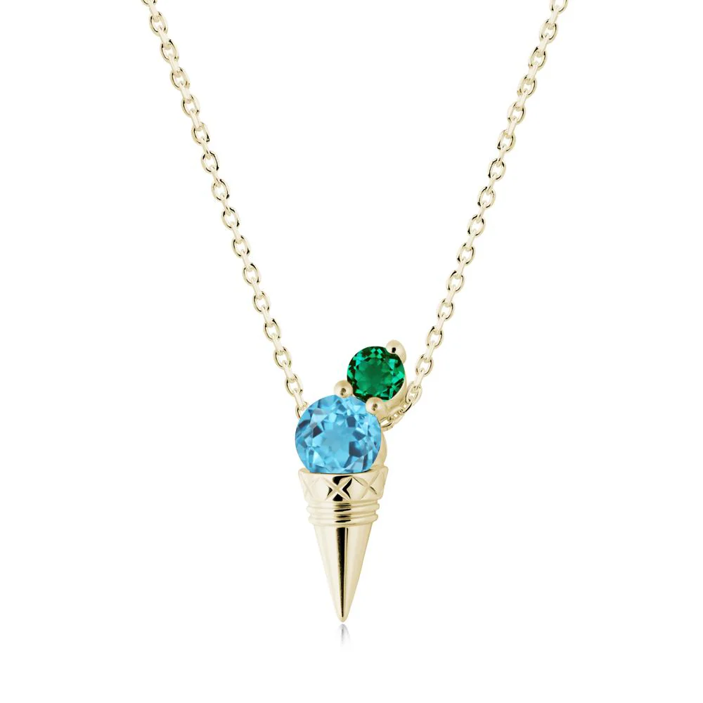 Swiss Blue Topaz and Emerald Toi Et Moi Necklace - Image 5
