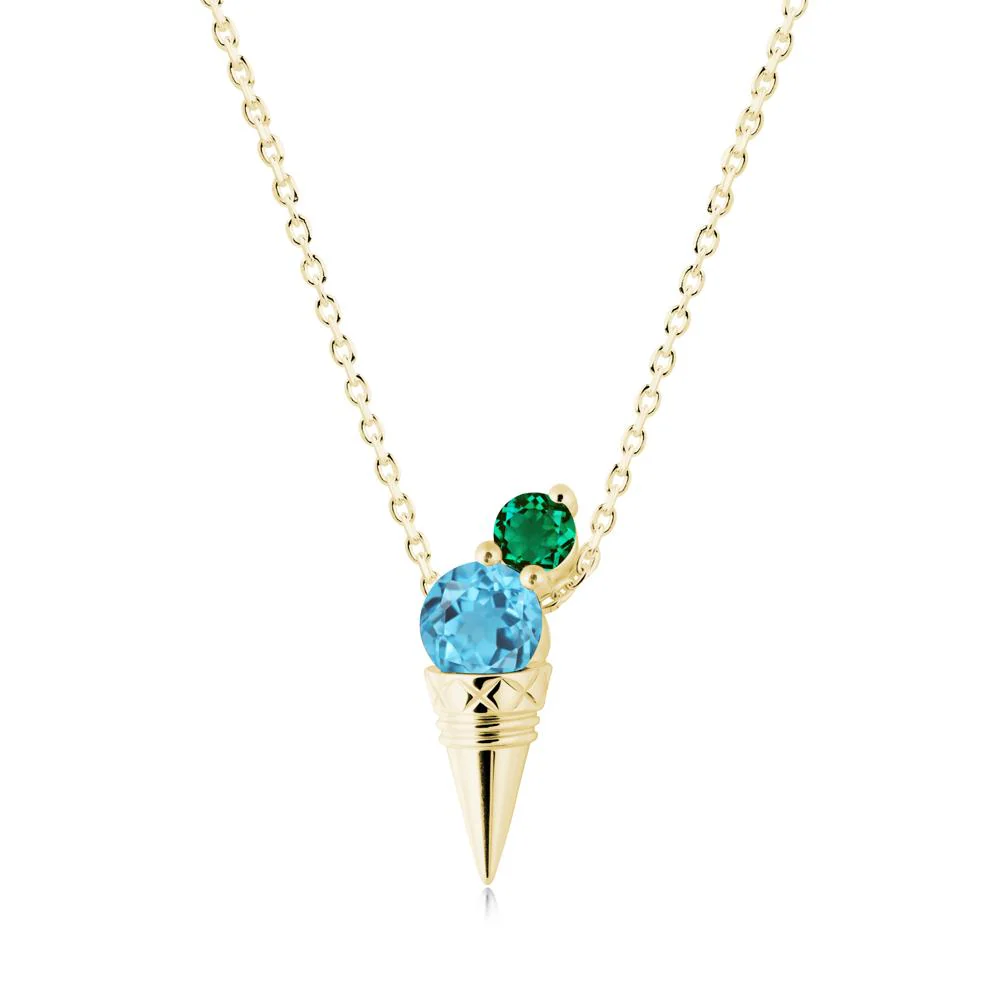 Swiss Blue Topaz and Emerald Toi Et Moi Necklace - Image 8