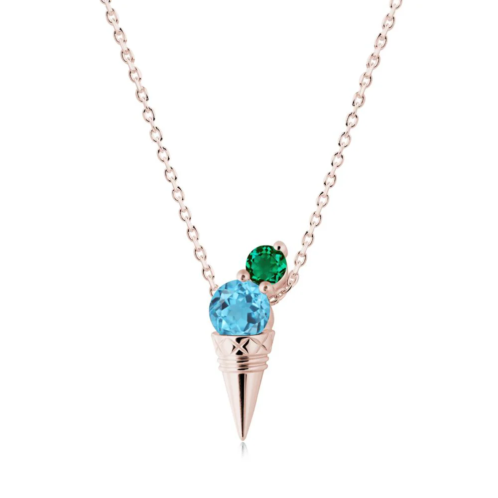 Swiss Blue Topaz and Emerald Toi Et Moi Necklace - Image 9