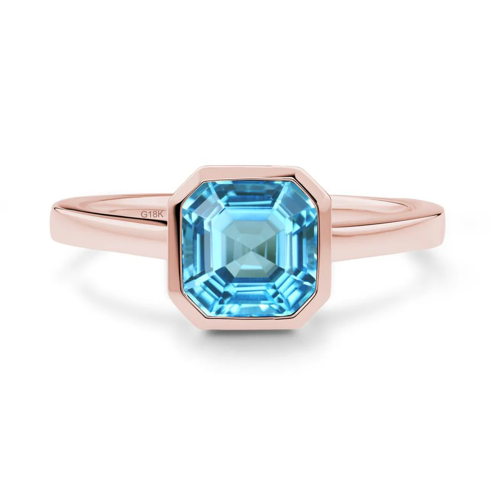 Swiss Blue Topaz Asscher Bezel Ring - Image 4
