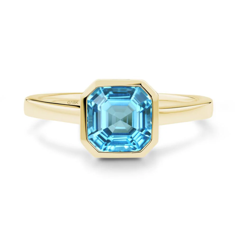 Swiss Blue Topaz Asscher Bezel Ring - Image 5
