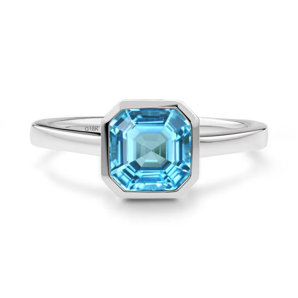 Swiss Blue Topaz Asscher Bezel Ring - Image 7